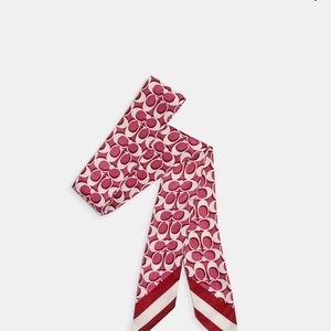 Coach Signature Print Silk Skinny Scarf
